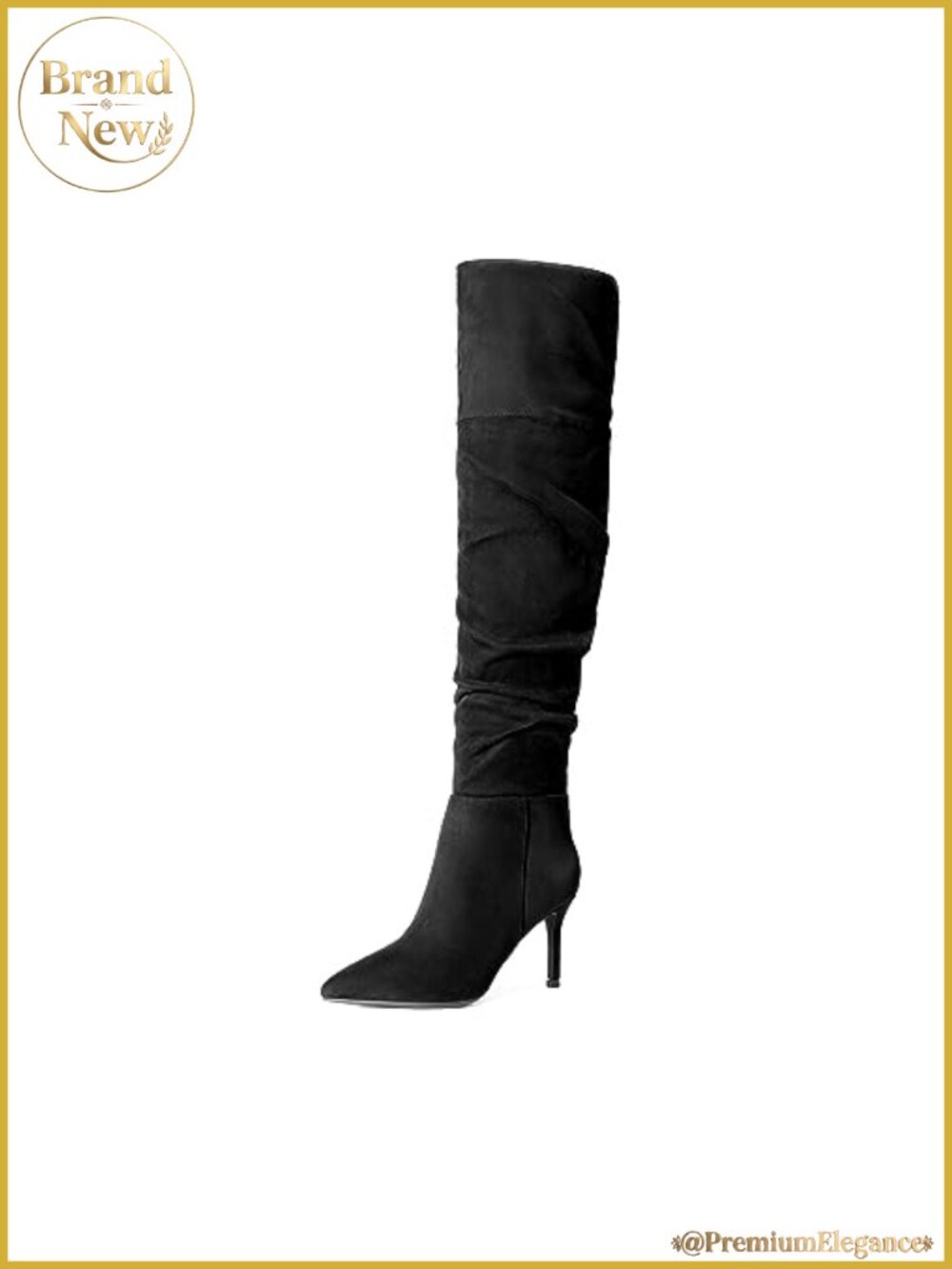 Women's Over The Knee Boots High Stiletto Heel Slouched V-Cut Cuff Zip